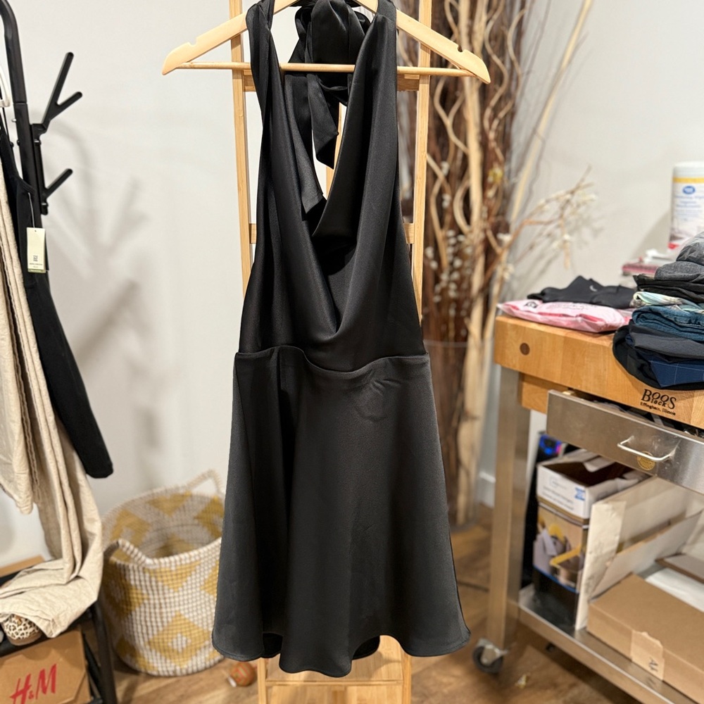 Dynamite Black Backless Halter Dress